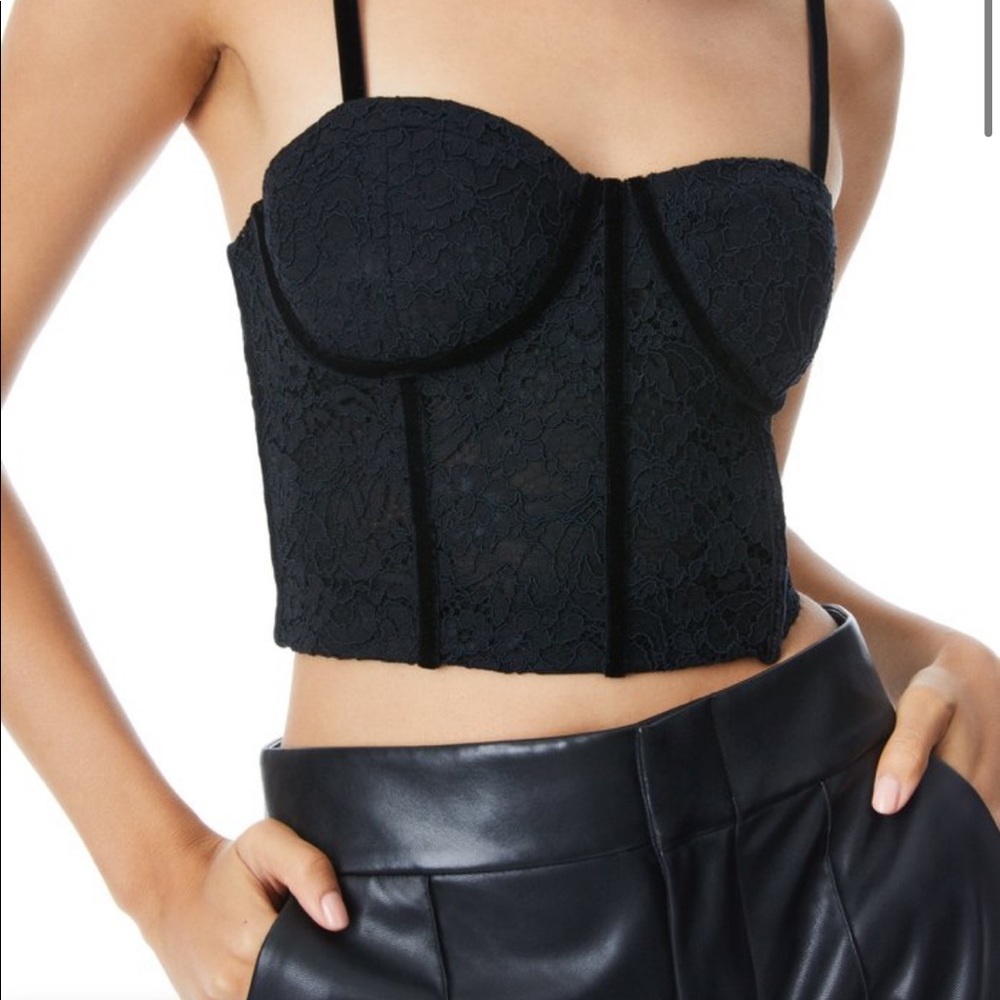 NWT Alice + Olivia Lorette Lace Bustier Crop Top
